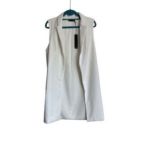 Revolve Krisa Vest Womens Size Small Ivory Tunic Sleeveless Open Front Longline